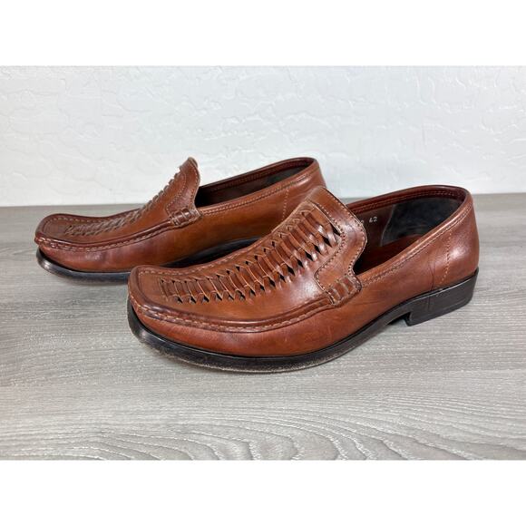 Patrick Cox‎ Wannabe Woven Leather Loafers Brown EU 42 / US 9 Vintage Y2K Italy main image 9